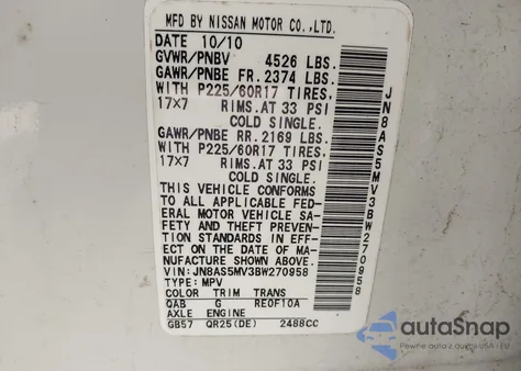 2011 Nissan Rogue Sv z USA, uszkodzony, nr VIN JN8AS5MV3BW270958